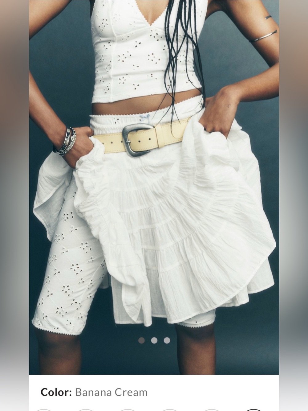 Free People Charlie Leather Belt Light Yellow S/M